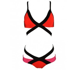 'Sara'  roter & korallen neon bandage Bikini